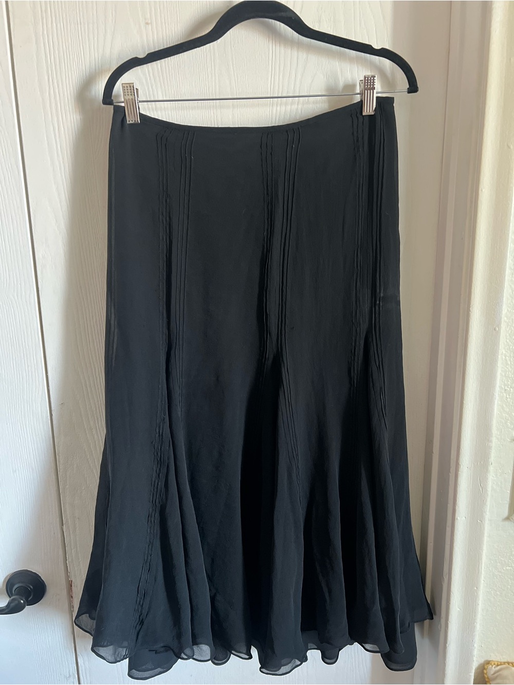 Lauren Ralph Lauren Black Silk Chiffon  A- line Flowy Lined Maxi Dress Size 6